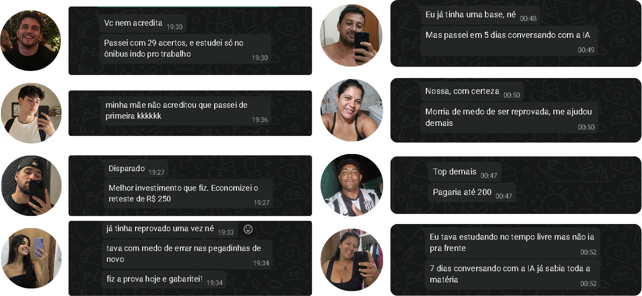 Depoimentos de aprovados